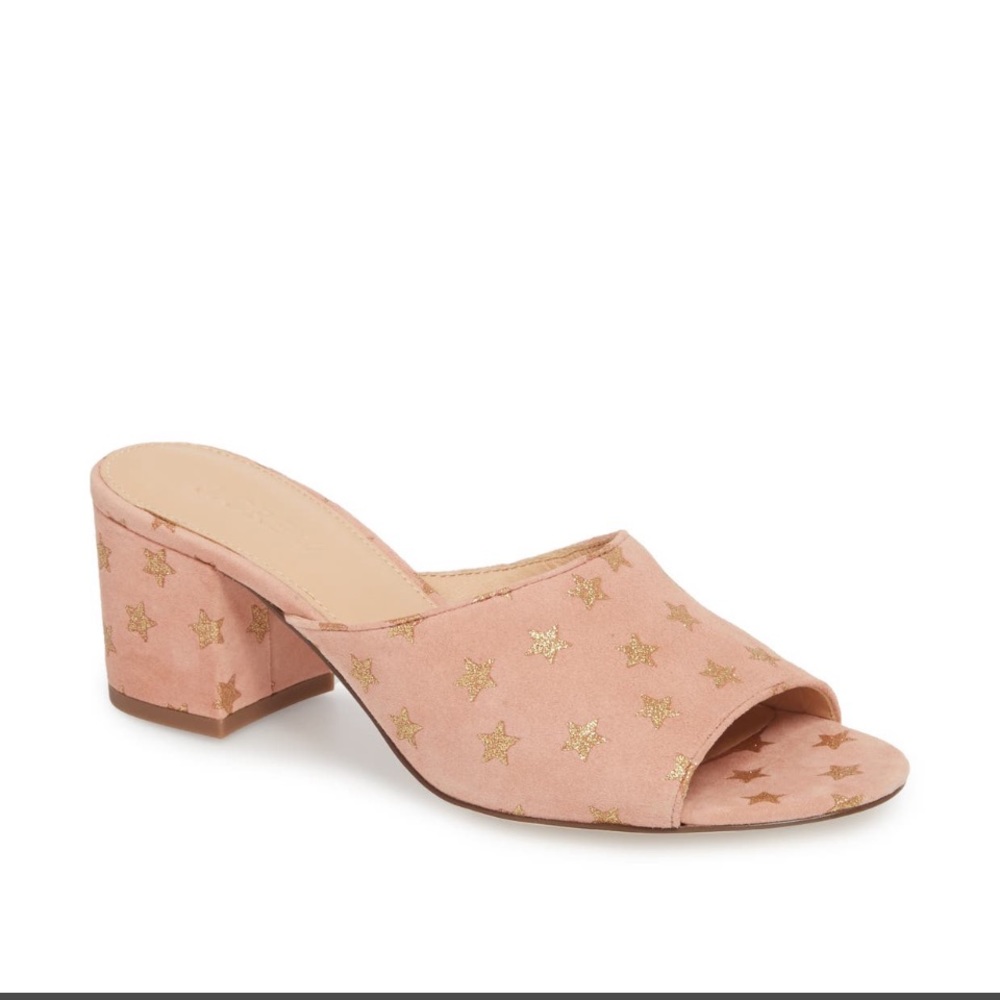 NWOB J. Crew Every Day Mule Suede Pink Gold Stars